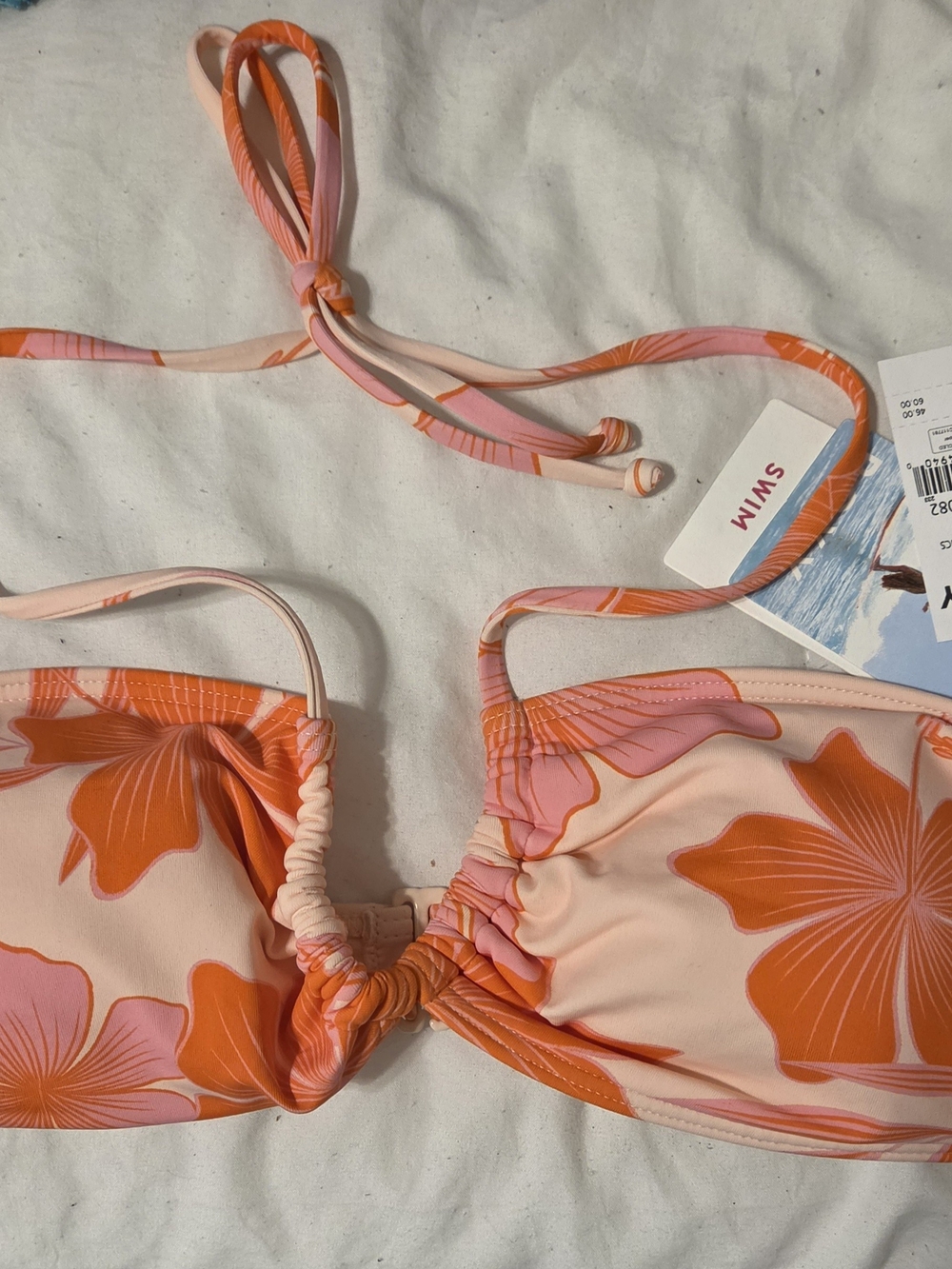 Roxy NWT Pink & Orange Floral Bikini Top